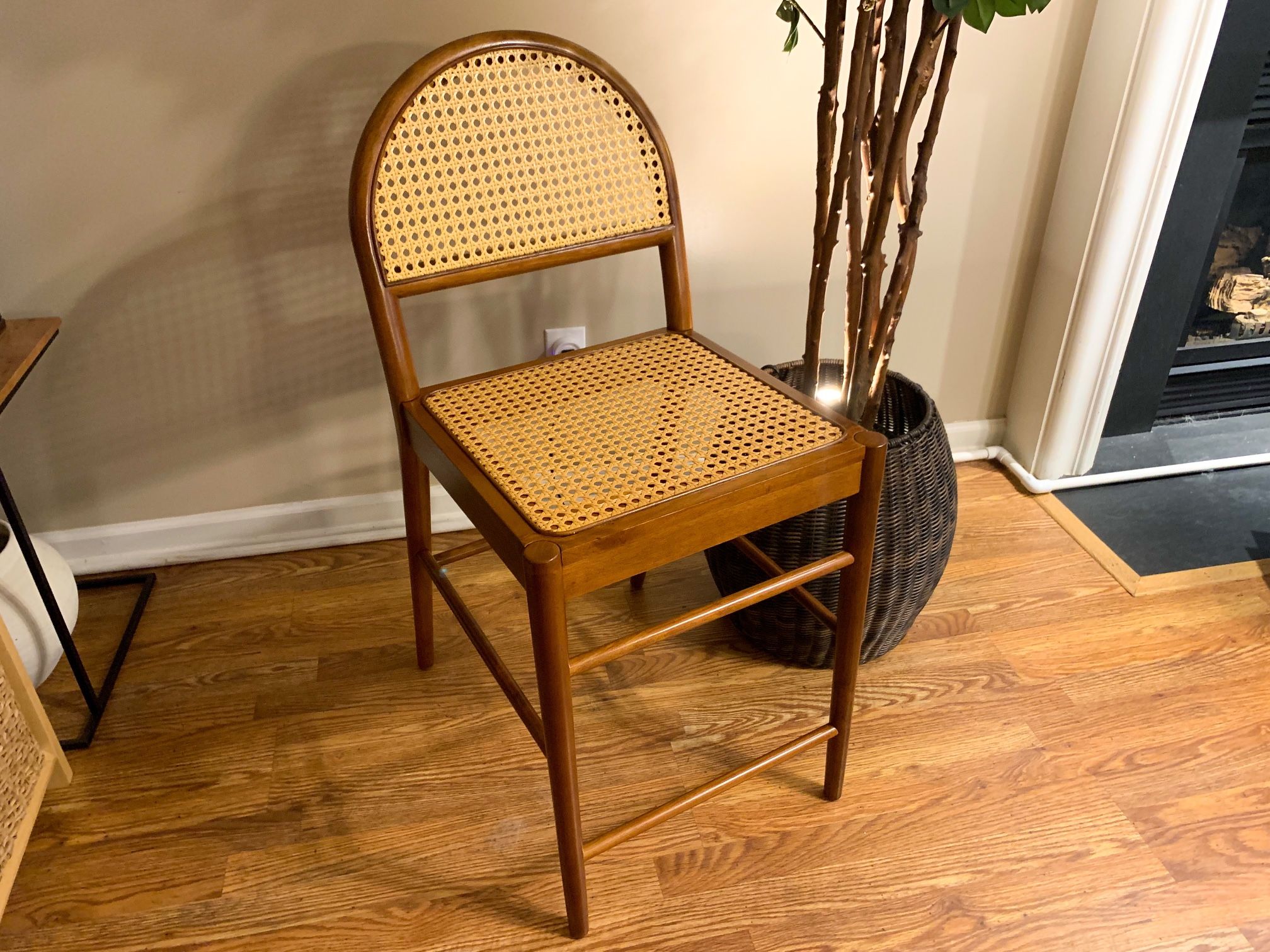 NEW Gilbert Arch Back Caned Woven Counter Height Barstool Walnut - Threshold designed with Studio McGee
