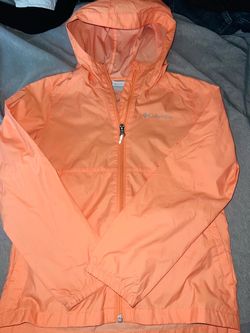 Girls orange peach colored Columbia weather jacket Sz 7-8