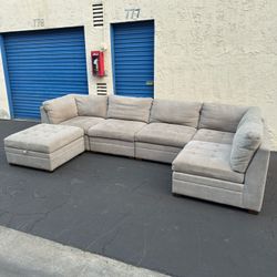 Thomasville Tisdale Modular Sectional 6-piece Beige with Storage Ottoman