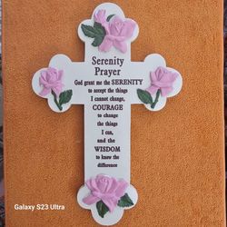 Serenity Prayer Decorative Cross with Roses