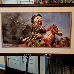 Vintage 1992 C.MCCarthys "SIGHTING THE INTRUDERS " Limited Edition Print 3/1000 Signed Framed 40"×24.5"