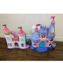 Lot of 2 Disney Princess Castles Castle Pink Toys