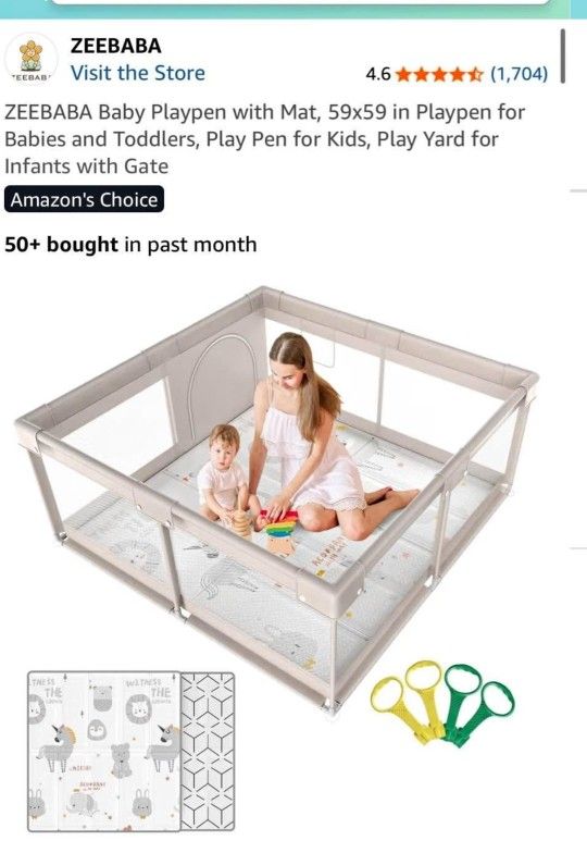 Zeebaba Playpen + Floormat 59x 59