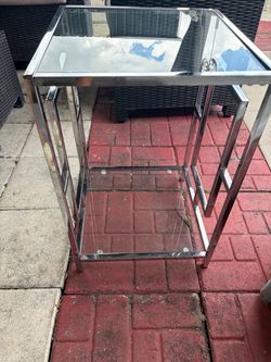 Modern Glass & Chrome Side Table / End