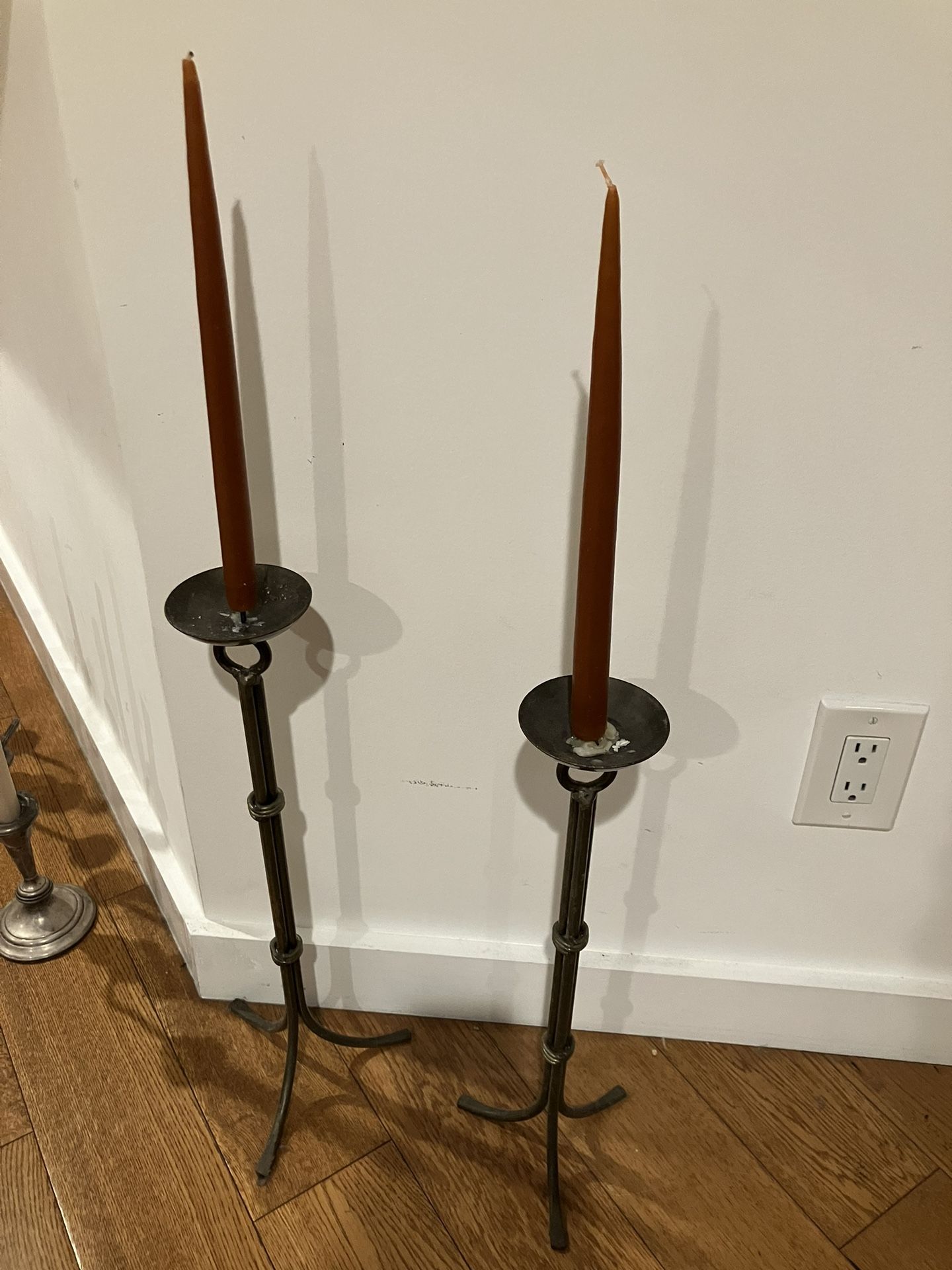 Vintage Tall Iron Candlesticks / Candelabra - Pair ($50)