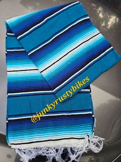 New blue 5x7 Serape Sarape Zarape Mexican Blanket