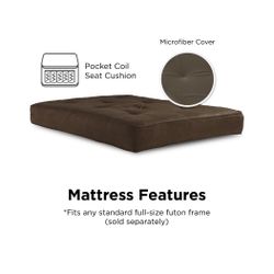 DHP 8 Inch Independently Encased Coil Futon Mattress, Brown Microfiber