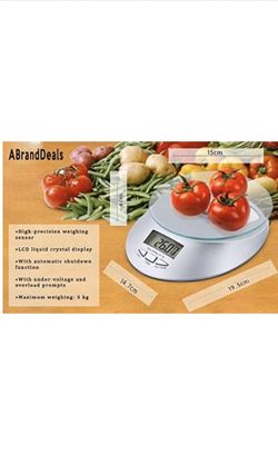 Digital Kitchen Scale Multifunction Food Scale, Silver, 11 lb 5 kg
