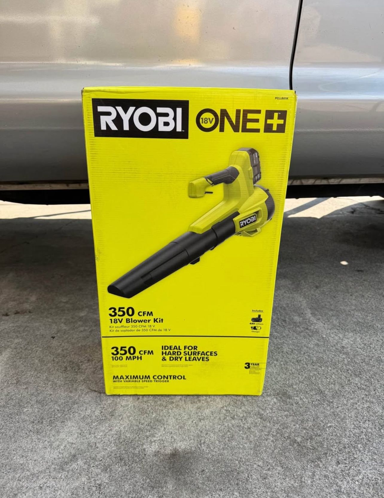 RYOBI ONE+ 18V 100 MPH 350 CFM Cordless Battery Variable Speed Jet Fan Leaf Blower with 4.0 Ah Batte