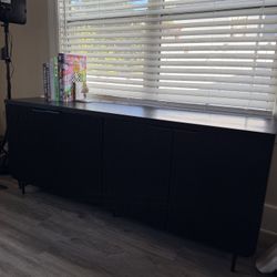 Modern Black Fluted Sideboard | Buffet Cabinet | Storage Credenza
