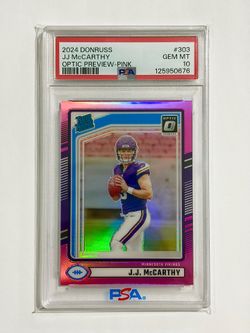 JJ McCarthy Donruss Optic Pink PSA 10 #303 - $40
