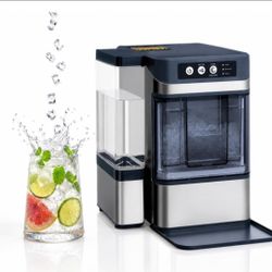 ☆ Chewable Ice Maker, Nugget Ice Maker Countertop Ice Machine with 3L Extra Water Tank, Self-Cleaning, 45lbs Daily Ice, 120W Low Power, Touch Control,