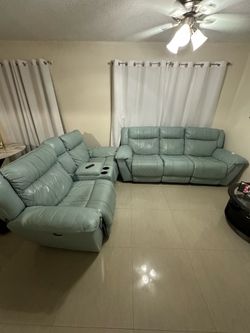Luxury Genuine Leather Power Reclining Sofa Set