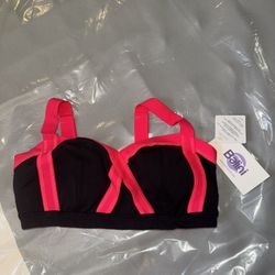 Women's Balini Sports Size 6 Pretty Pink/Black Yoga Athletic Bra Pilates Top NWT