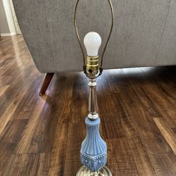 Vintage Mid Century 1960s Light Blue Molded Neoclassical Table Lamp