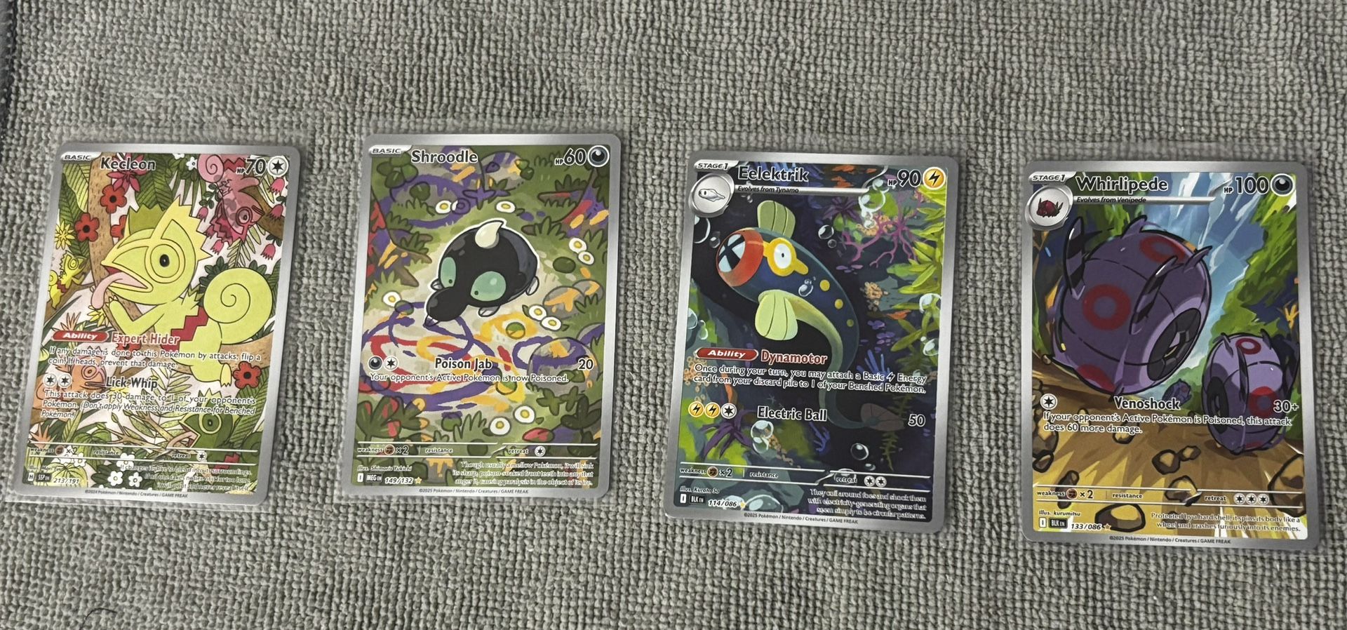 Pokemon 4 Card Bundle! Kecleon #213 Shroodle #149 Eelektrik #114 Whirlipede #133