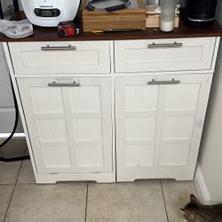 Extra Shelving And Trash Can Kitchen Cabinet