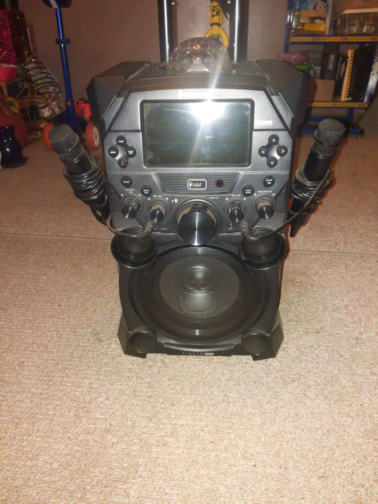 Karaoke Machine Singing Machine HDMI & Screen, Strobe Light, Dual Microphones, Subwoofer, Wheels & Handle
