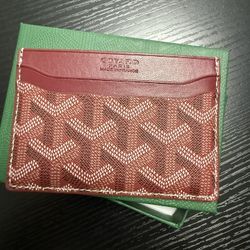 Red Goyard Men's Authentic Luxury Leather Card Holder Wallet
