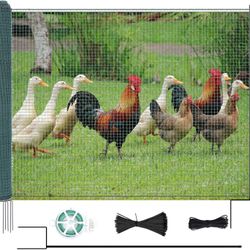 DoCred Non Electric Fence Netting, 40in x 100ft/164ft Portable Movable Livestock Nets Mesh for Chickens,Goats, Sheep, Dog, Reusable Nylon Animal Barri