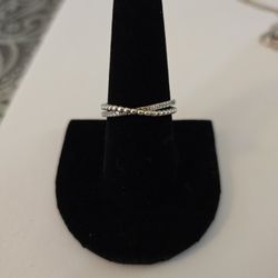 Vintage Sterling Silver 925 Crystal Ring SZ 9