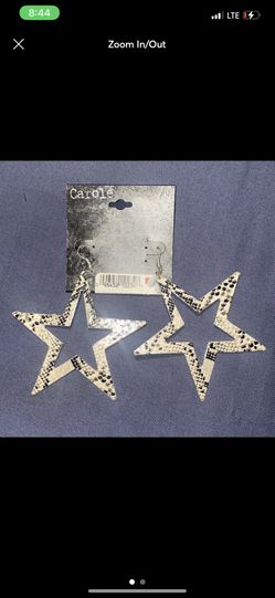 Snake Print Star Earrings