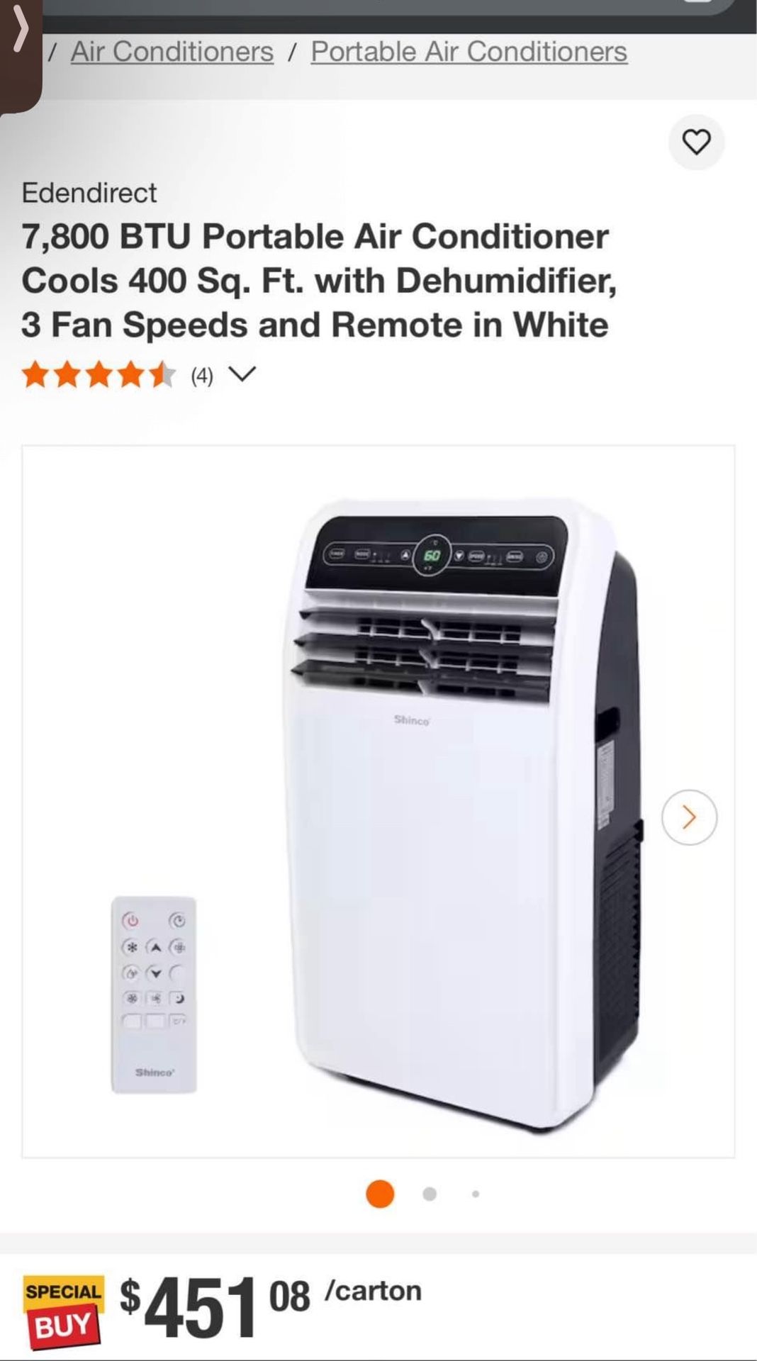 AC Unit Shinco half off retail price new never been opened