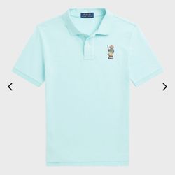 Ralph Lauren Bear Embroidered Mesh Cotton Polo Shirt Boys Sz 7

