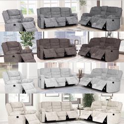 New three-piece, reclining sofa, loveseat with recliner, including free delivery