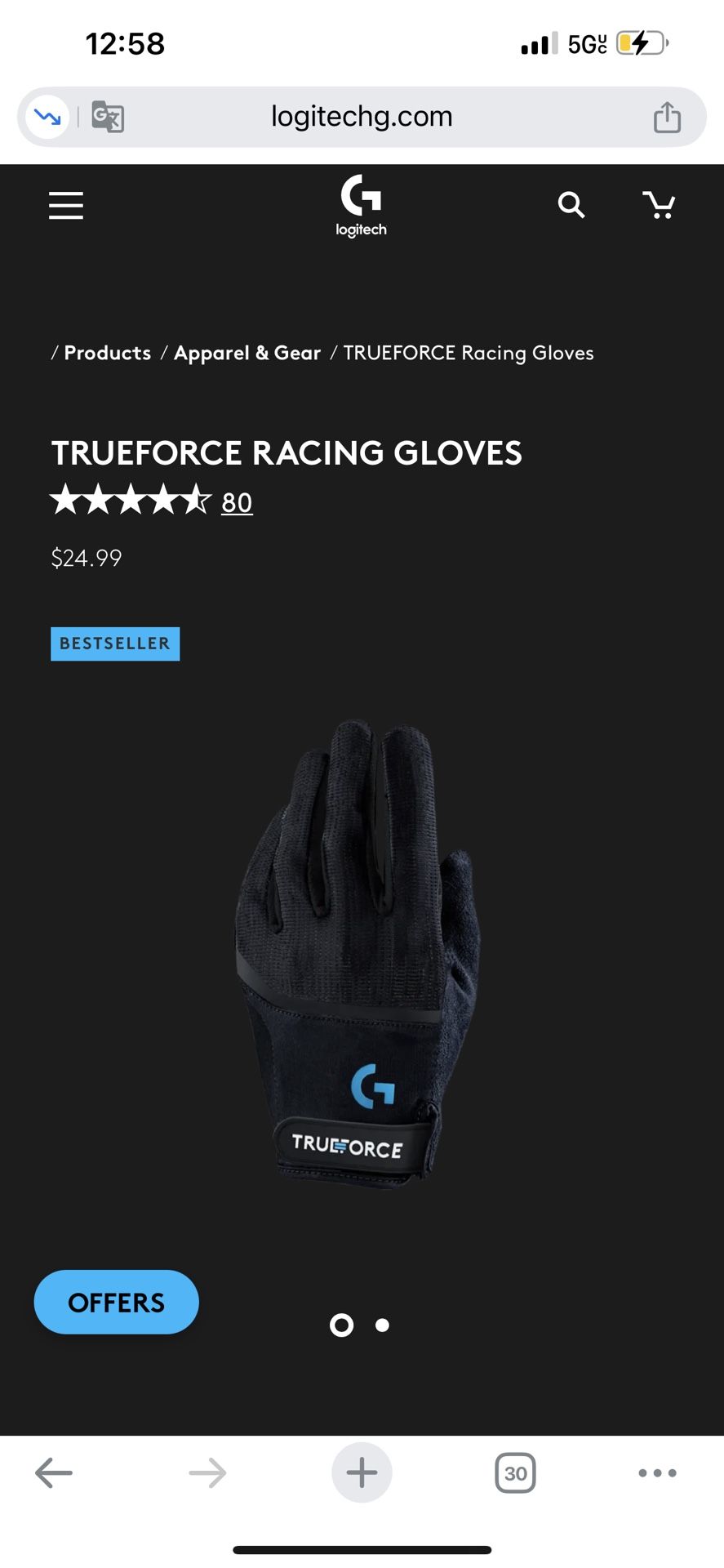 TRUEFORCE RACING GLOVES Logitech Sim Racing
