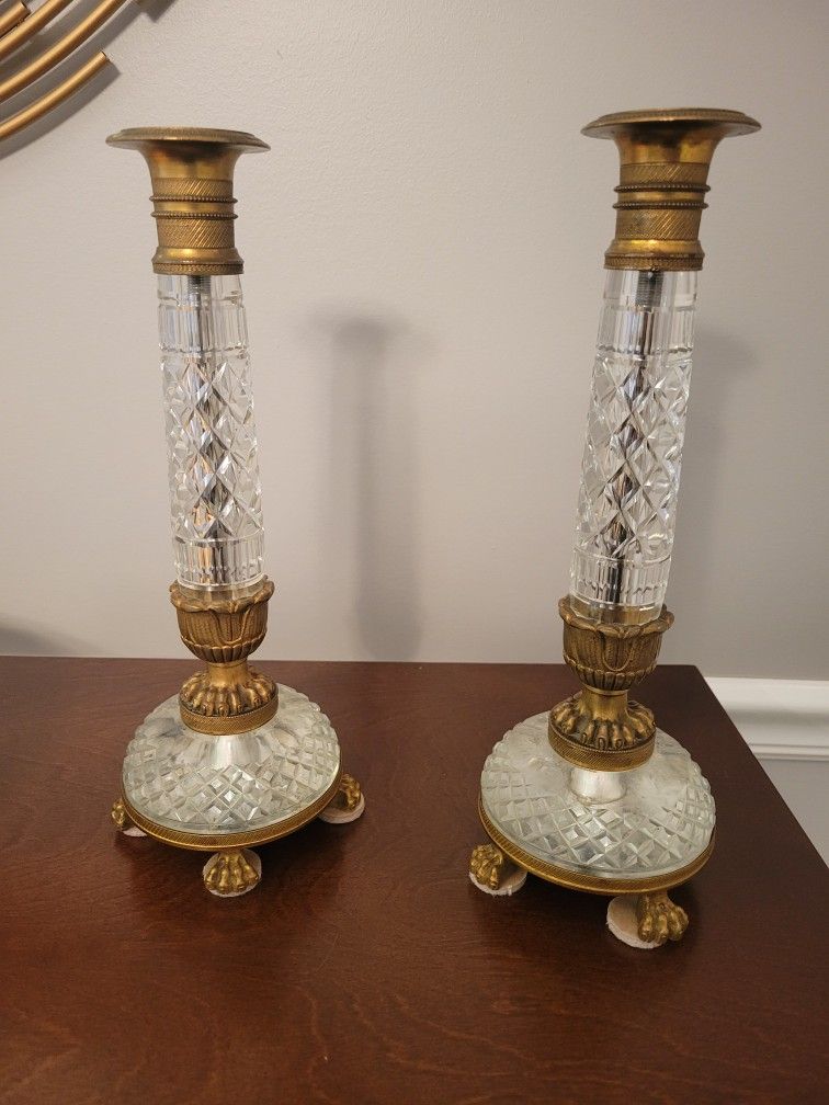Antique
Bronze and Cut Glass
Candlesticks