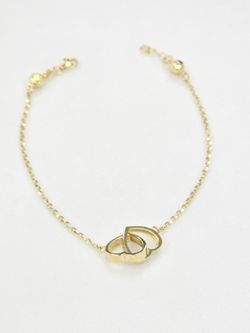 10k Real Gold Fancy Double Heart Bracelet 7.5 Inches