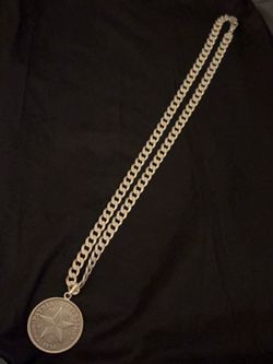 1934 Cuban Coin Pendant Silver Cuban Link Necklace