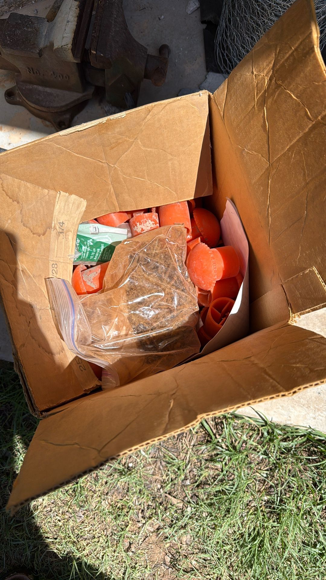 Box Of Used Rebar Caps