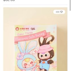 Baby Three Rabbit Macaron Cute Bunny Series Blind Box Plushie Keychain