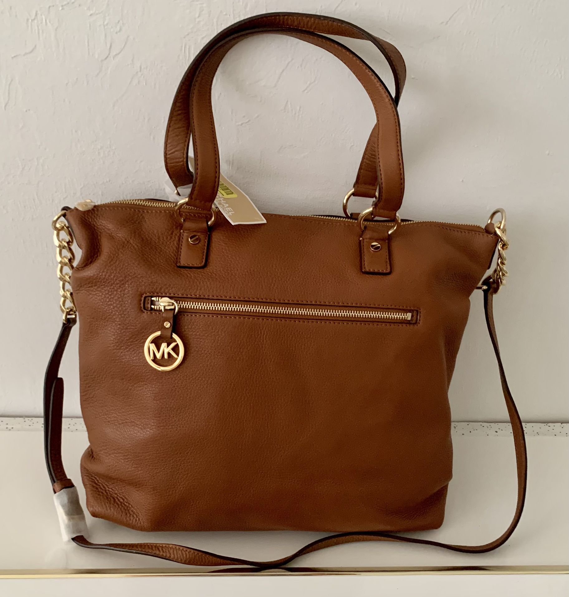 New Michael Kors Fulton genuine leather luggage brown beautiful large bag