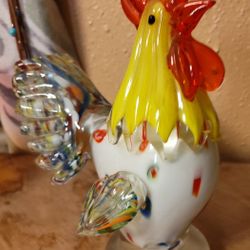 Lenox Art Deco Glass Rooster - 6" X 8"
