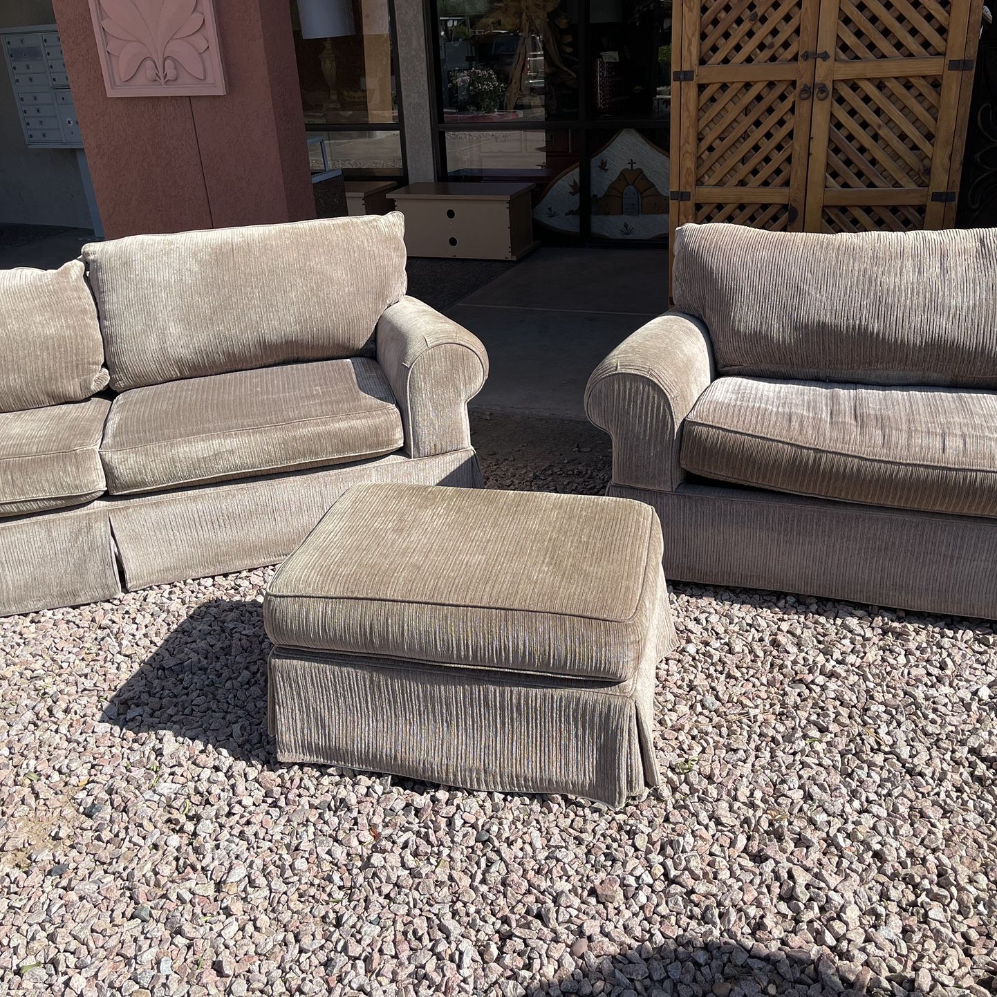 Sofa, Loveseat, Both Pull Out Beds Plus 1 Ottoman