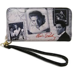 Elvis Presley Black & White Collage Zip Around Clutch Wallet Billfold Wristlet