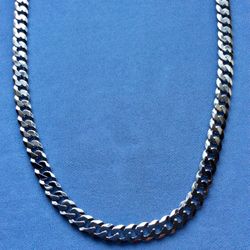 QUALITY!!  24” Men’s Cuban 7mm Necklace Solid Sterling Silver Italy 925 *Pickup Boca Raton