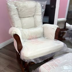 Alice Glider Chair & Ottoman with Pillow, Espresso