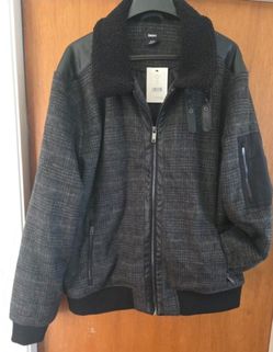 Men's DKNY Wool Jacket XL Blend Sherpa plaid