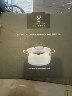 Gibson 5 qt stainless steel ceramic interior Dutch oven with glass lid and pouring spout #dutchoven #ceramic  Have 3 available new in the box and the 