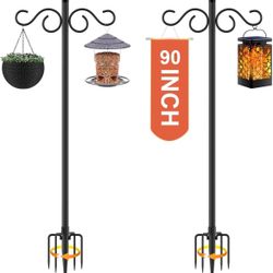 Garden must have! 2 Pack 90 Inch Bird Feeder Pole with 5 Prongs Base,Heavy Duty Shepherds Hook