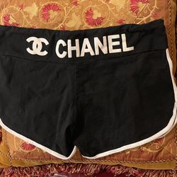 CHANEL Drawstring Shorts Black With White Detail