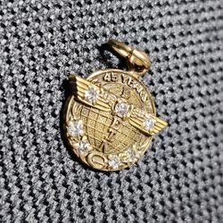 Boeing 45 Year Service Emblem 10k Gold Fill And Seven 2 Pt Genuine Diamonds  