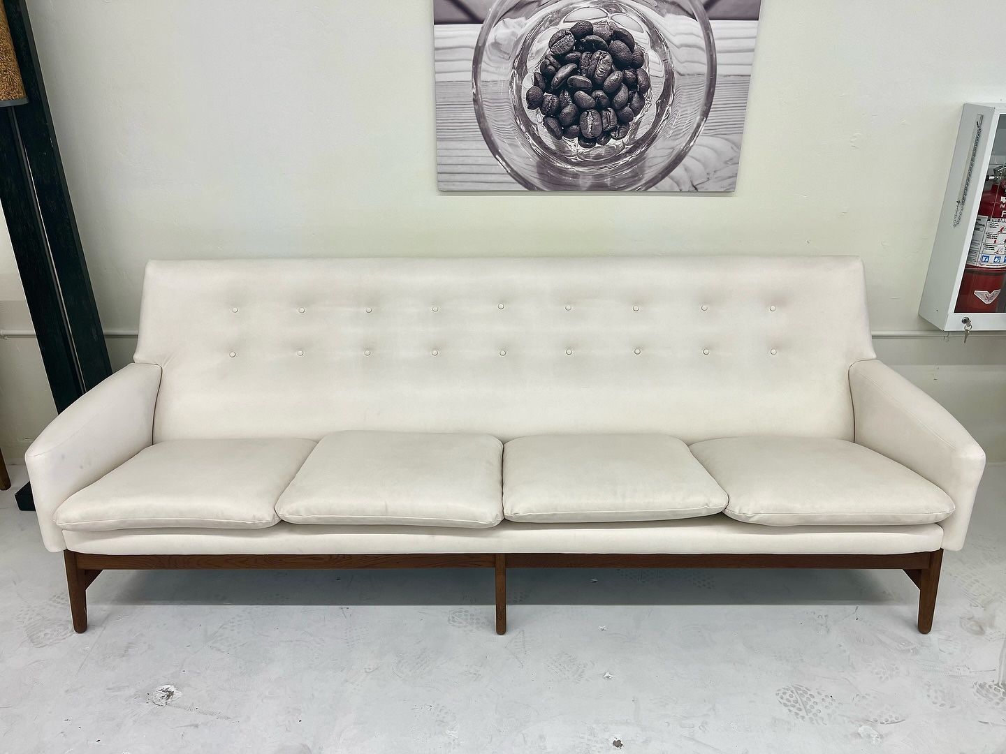 Danish Arne Vodder White Leather Couch