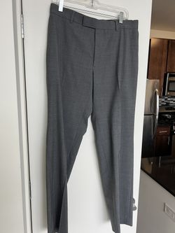 HUGO BOSS Men James Brown Regular Flat Front Wool Dress Pant Trouser 33/32 Gray