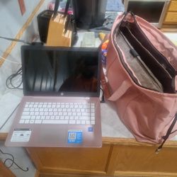 Pink Stream Hp Laptop With Charger And Carry Bag