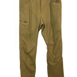 Columbia Canvas Hiking Pants Size 32X30 Khaki Zip Pocket Regular Fit Flaw Shown